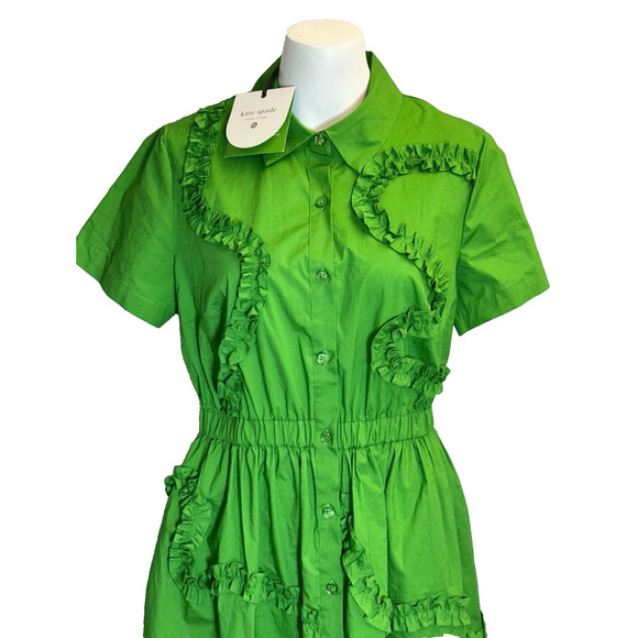 Kate Spade NY Target Ribbon Dress Medium Green Midi Shirtdress NWT - Picture 5 of 10